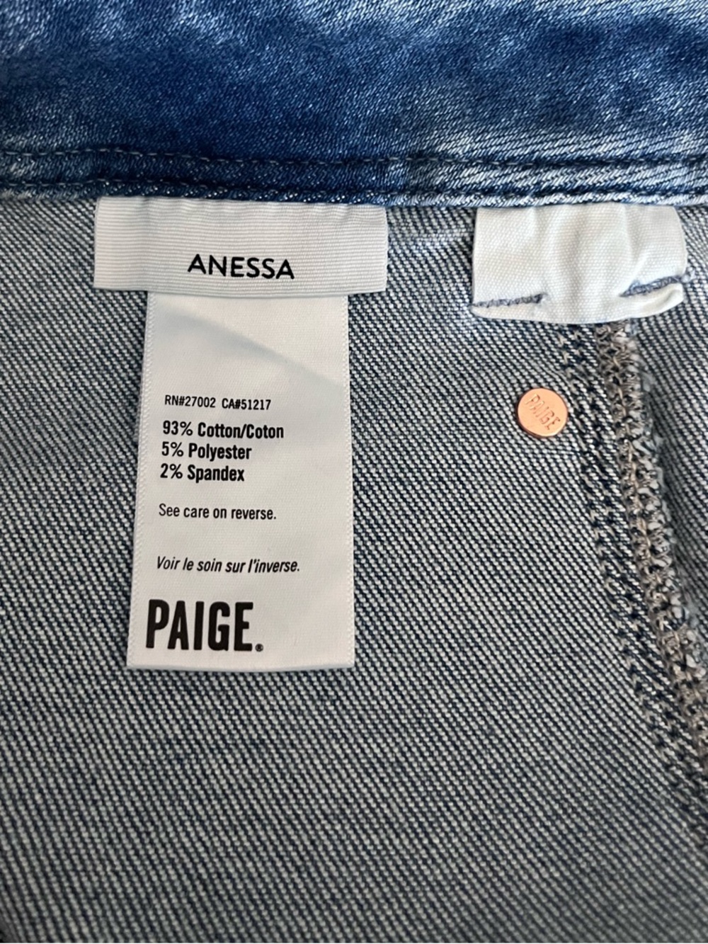 PAIGE Anessa Raw Hem Cropped Wide Leg Denim Stretch Jeans Size 32 - Picture 9 of 10